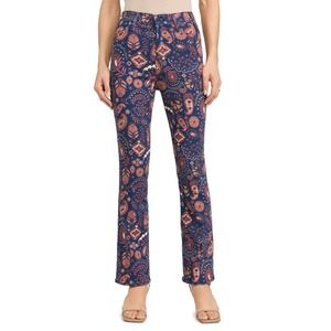 MOTHER Navy Floral Paisley Boot Cut Jeans